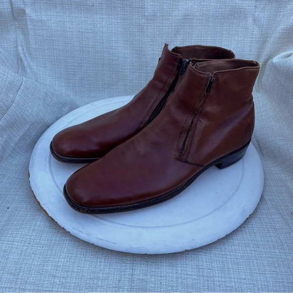 Allen Edmons Ostendo York Vintage Mens Mahogany Leather Zip Ankle Boots Sz 14 main image 4